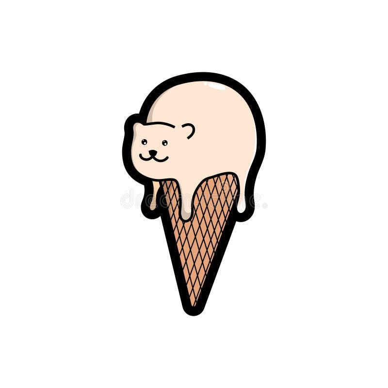 Unique cute cat ice cream, good for stickers, t shirt design, print, cartoon, art