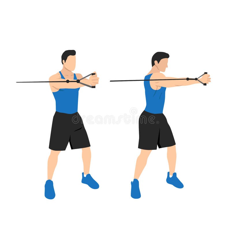 Man doing cable core rotation. Abdominals exercise. vector illustration