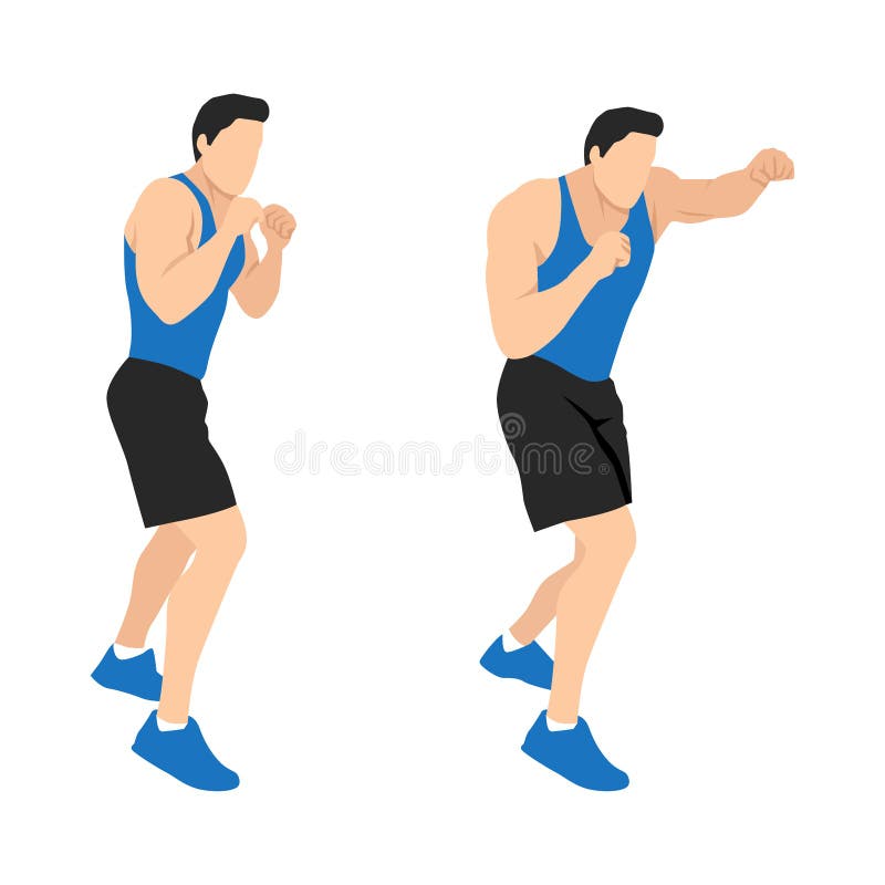 Man doing boxing moves exercise. Jab Cross Hook and Uppercut movement. Shadow  boxing. 26394915 Vector Art at Vecteezy