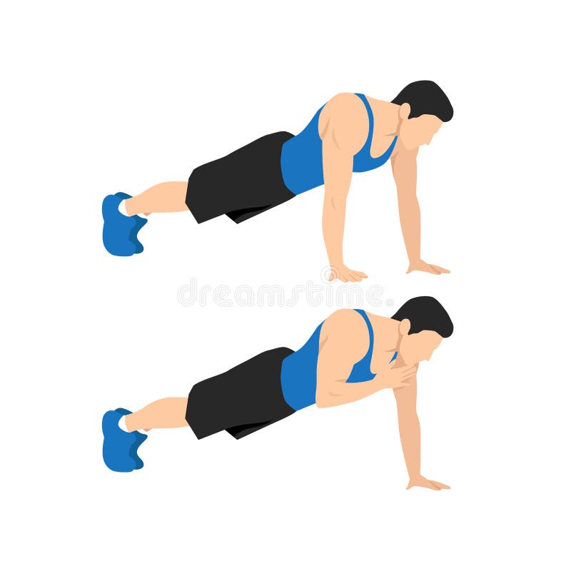 Man Doing Plank Shoulder Taps Exercise. Flat Vector Illustration Stock ...