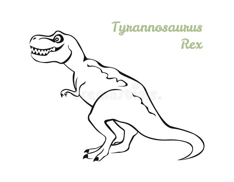 Tyrannosaurus Rex Black and White Outline. Vector Illustration of