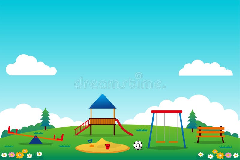 Playground Cartoon Illustration with Colorful Design Stock Vector -  Illustration of blue, kids: 217631473