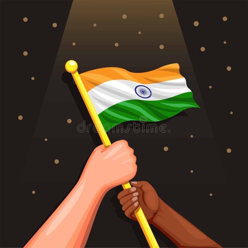 People Holding India Flag. Symbol for Indian Independence Day 15 August  1947 Concept Cartoon Illustration Vector Stock Vector - Illustration of  nation, festival: 226084831