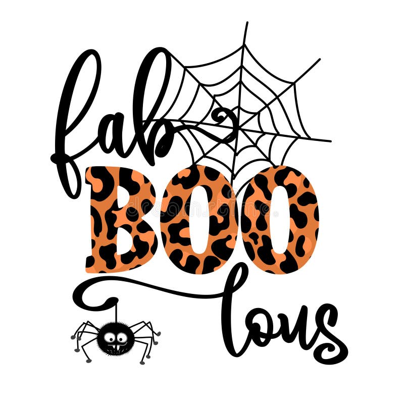 Fabulous, Fabulous - Happy Halloween overlays, lettering label design with cute hairy hanging spider.