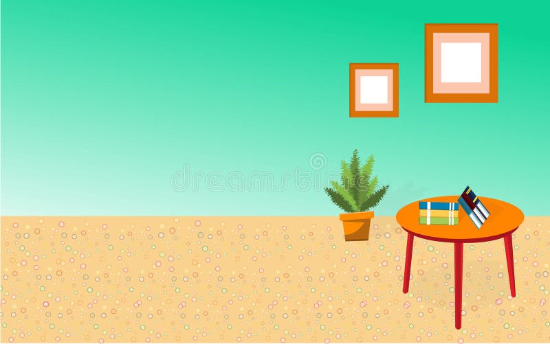 Vector of Drawing Room Interiors with Furniture Books and Painted