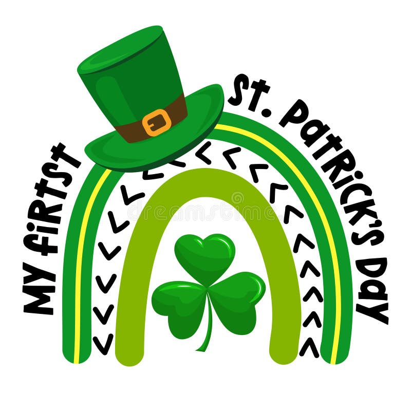 My First 1. Saint Patrick`s Day Baby Clothes Calligraphy Label Stock