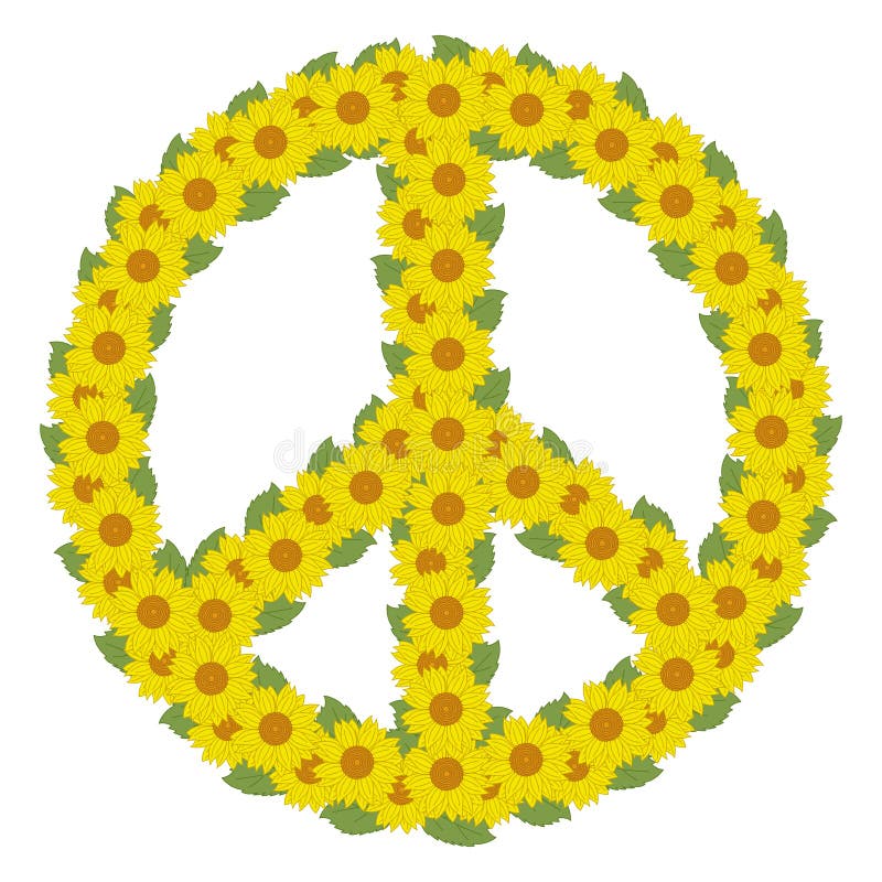 Yellow Sunflower Peace Symbol Stock Vector Illustration of isolated