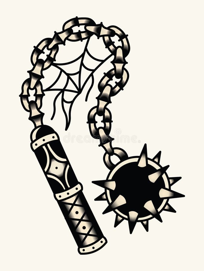 Vector Illustration of Flail in Tattoo Style Stock Vector ...