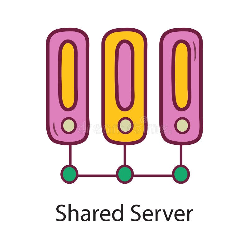 Shared Server Fill Outline Icon Design illustration. Data Symbol on White background EPS 10 File stock illustration