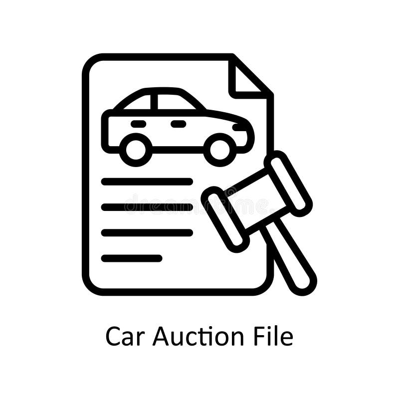 Car Auction Vector Outline Icon Design Illustration. Car Accident