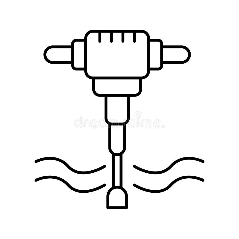 Jack Hammer Vector Outline Icon Style Illustration. EPS 10 File Stock