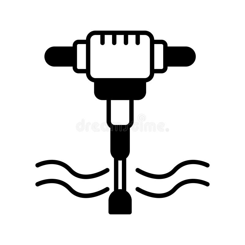 Jack Hammer Vector Solid Icon Style Illustration. EPS 10 File Stock
