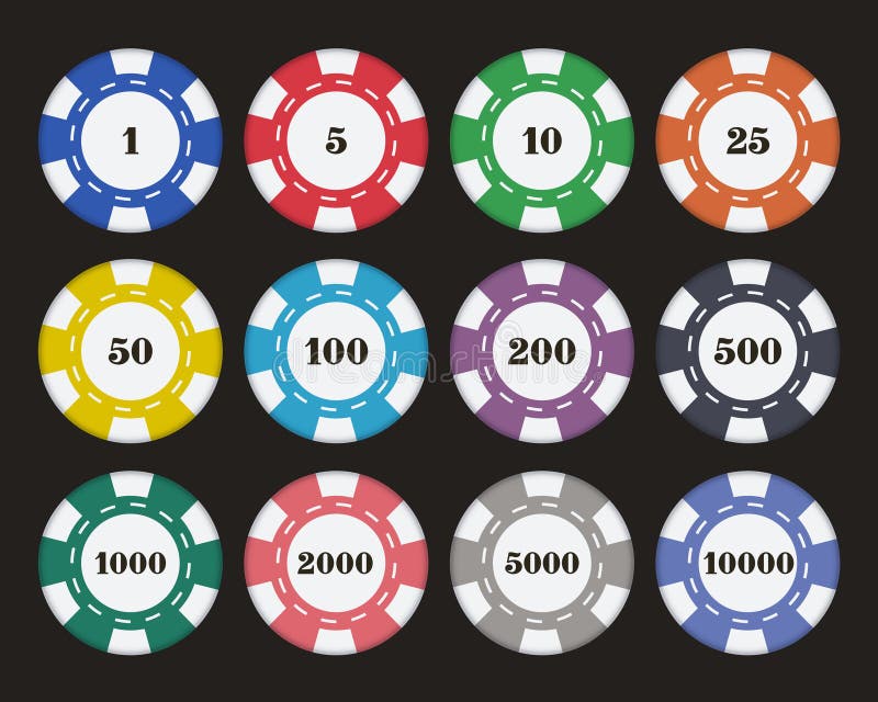 Playing Chips with Numbers. a Set of Chips for Gambling. Vector