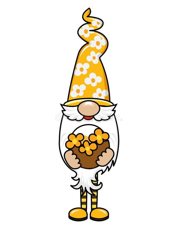 Bumble bee gnome cute cartoon yellow Royalty Free Vector