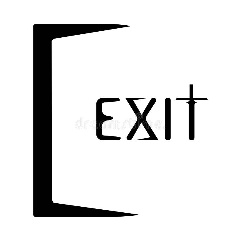 Icon Exit Black and white Art vector illustration