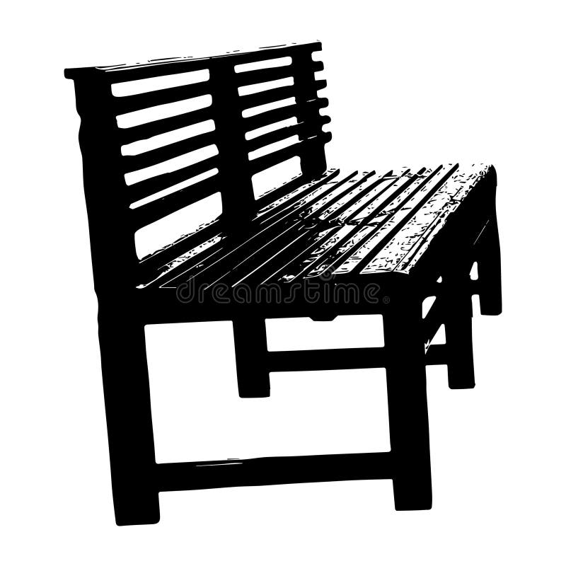 Black and White Park Bench or Seat Stock Vector Illustration of text