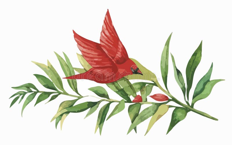 Cardinal Flower Watercolor Created with AI, Nice Looking Stock Vector