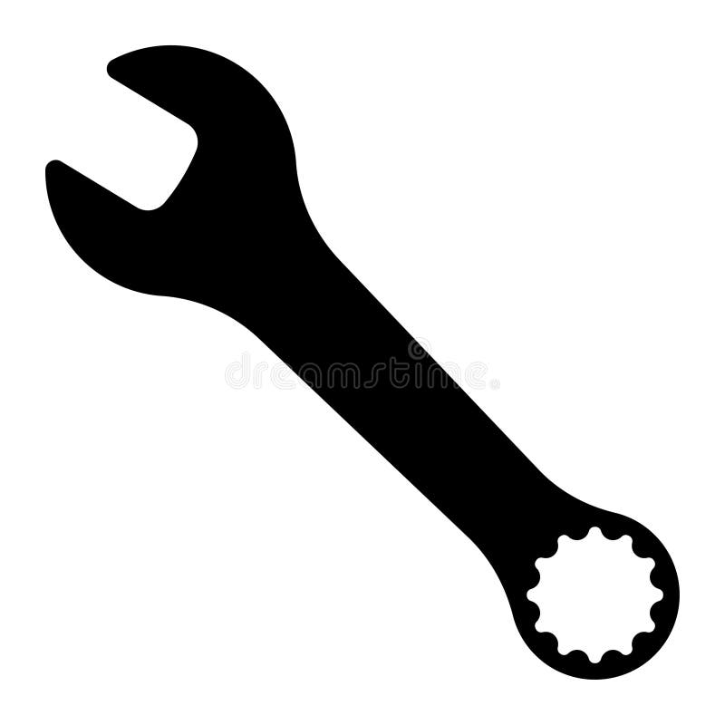 Wrench Vector Icon. Spanner Tool Black Silhouette. Maintenance Work