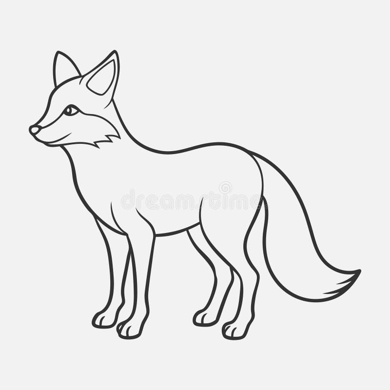 Detailed Zentangle Fox Coloring Page for Adults Stock Illustration