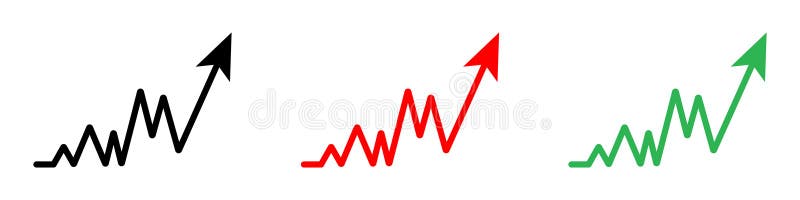 Black, Red and Green Arrow Going Up Vector Icon Set. Growing Business ...