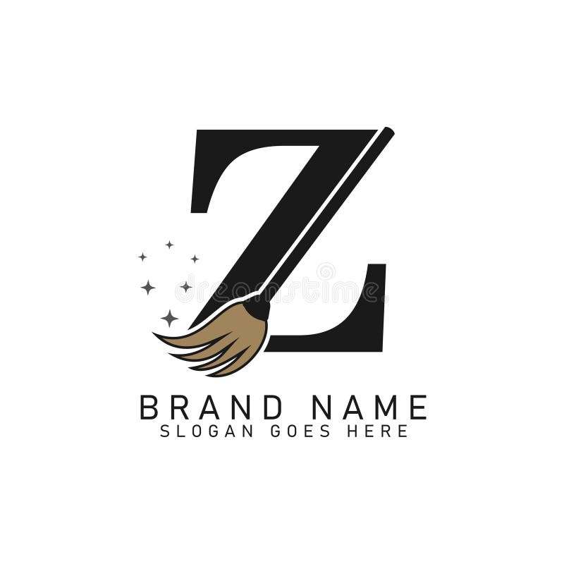 Letter Z House Cleaning Broom Logo. Alphabet Z Cleaning Brush Icon royalty free illustration