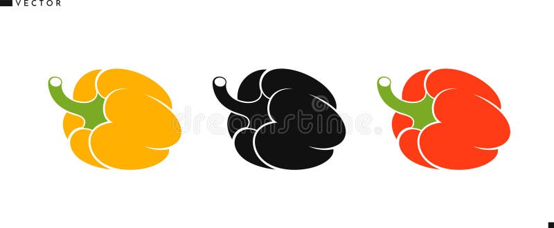 Bell pepper silhouette. Bright vegetable vector illustration