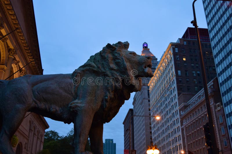 Art Institute Del León De Chicago Foto de archivo Imagen de icono