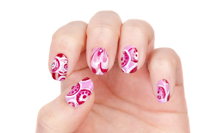 Art modern pink abstract manicure