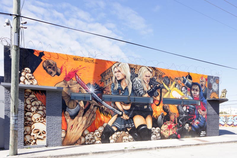 Bispo Mural Arts District De Batgirl, Dallas, Texas Fotografia