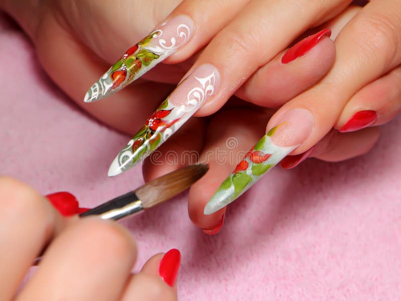 Art nail. Working process. stock image. Image of body 50081361