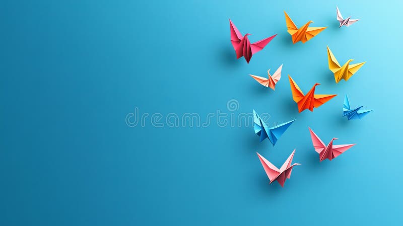 The art of origami is represented in an abstract modern illustration stock image