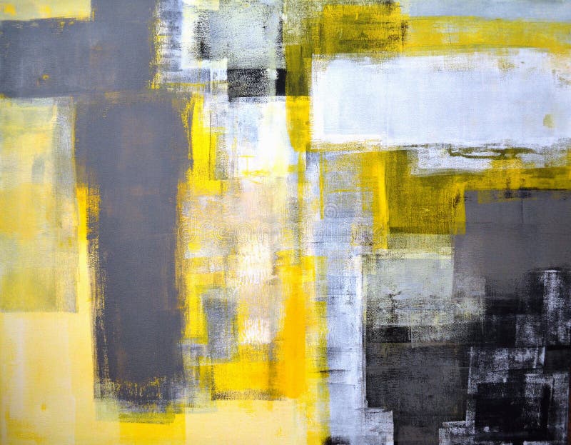 Art Painting astratto grigio e giallo