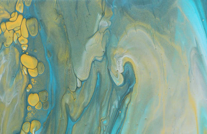 Art photography of abstract marbleized effect background. Blue, green and gold creative colors. Beautiful paint