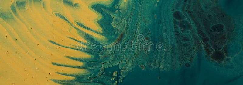 Art photography of abstract marbleized effect background. Gold and balck, green creative colors. Beautiful paint stock photography