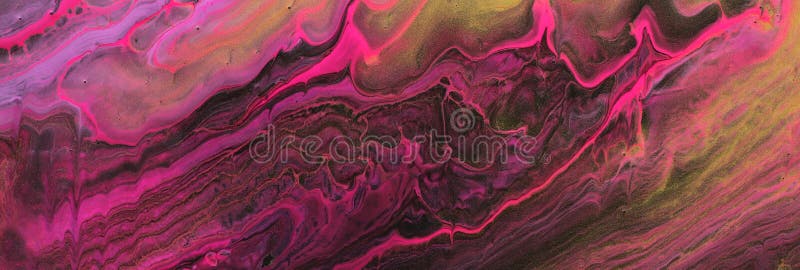Art photography of abstract marbleized effect background. Ultraviolet, pink, gold and black creative colors. Beautiful paint