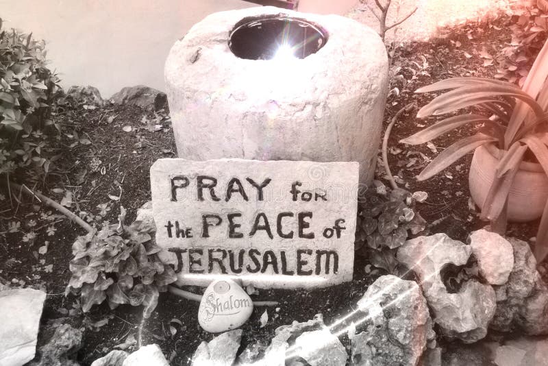 This Art Photography is from the Garden Tomb in Jerusalem, Israel and shows the Text `Pray for the Peace of Jerusalem`, quoted out of Psalms in the Bible or hebrew jewish Torah. This Art Photography is from the Garden Tomb in Jerusalem, Israel and shows the Text `Pray for the Peace of Jerusalem`, quoted out of Psalms in the Bible or hebrew jewish Torah.