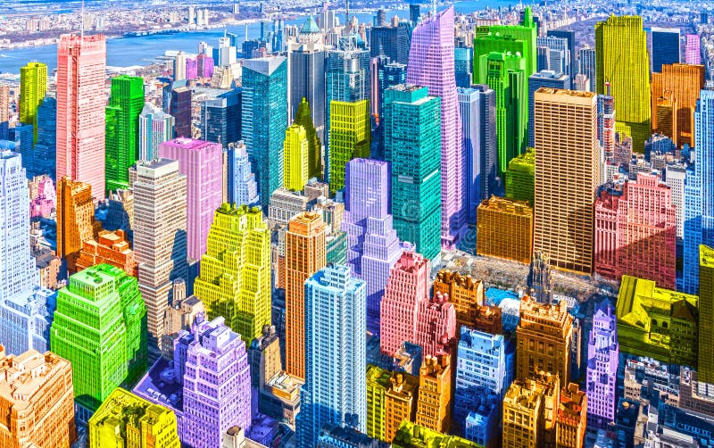 Art pop coloré stylisé New York City NYC Manhattan diversité