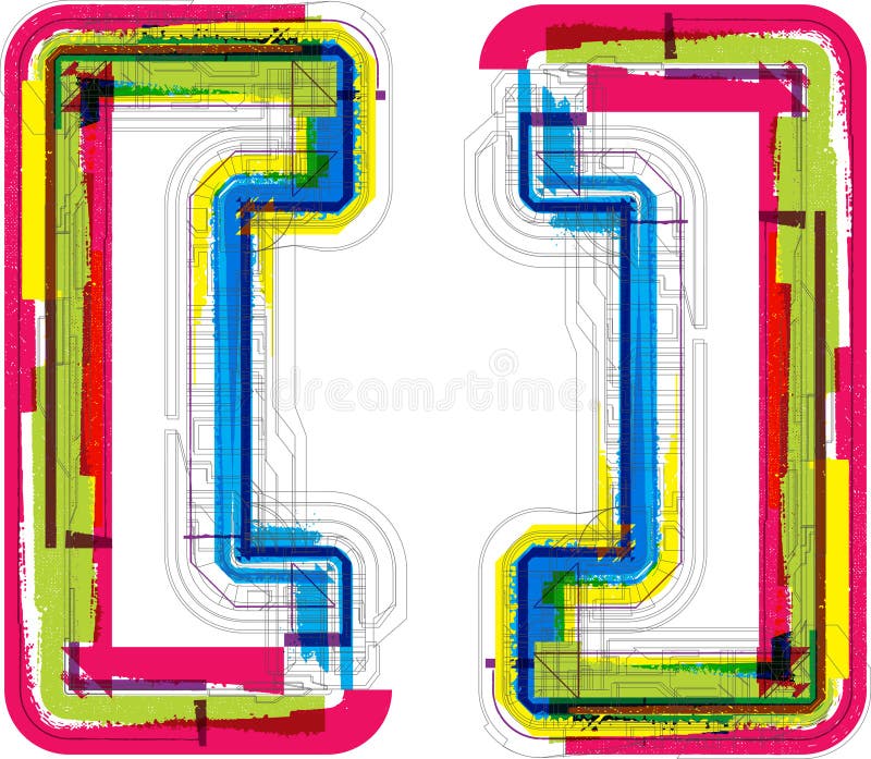 Art Sketched Fonts, Uppercase Symbols, Letter K Stock Illustration