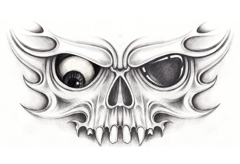 Skull Stencil Tattoo Design Hand Draw Stock Vector Royalty Free  1851917041  Shutterstock