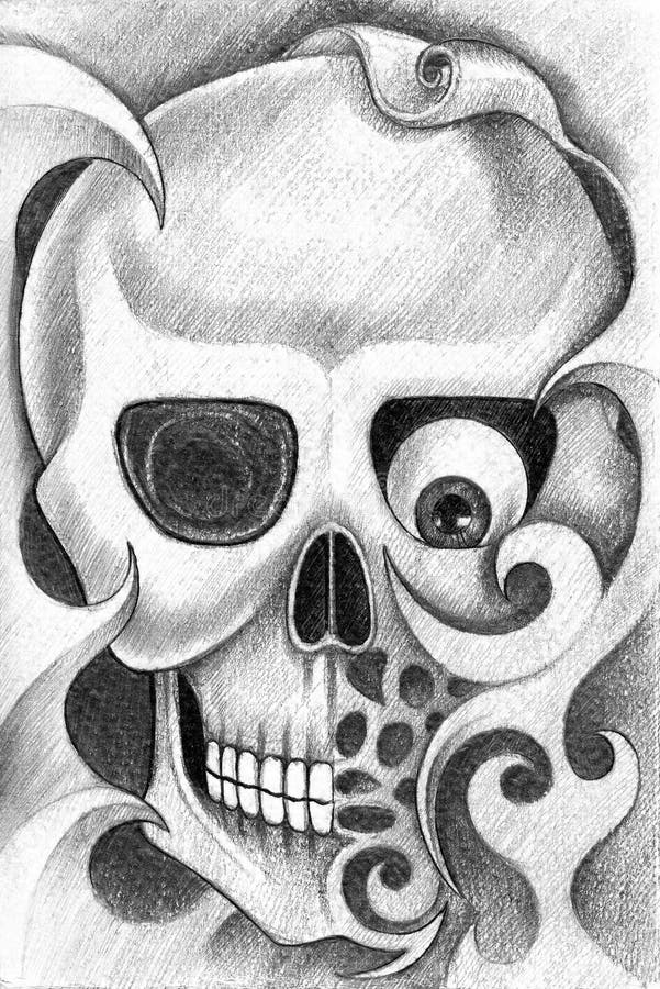 Art skull tattoo. stock illustration. Illustration of idea - 66271718