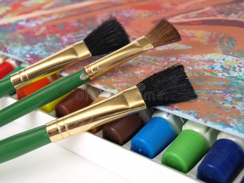 Art Supplies stock photo. Image of watercolor, brush, creative 5462728