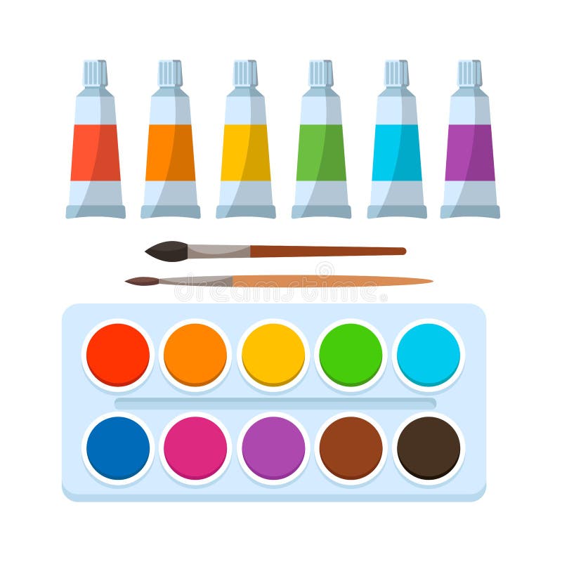 Art Painting Tools And Accessories, Vector Isolated Illustration