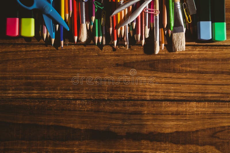 Art Supplies on Desk with Copy Space Stock Image Image of creative