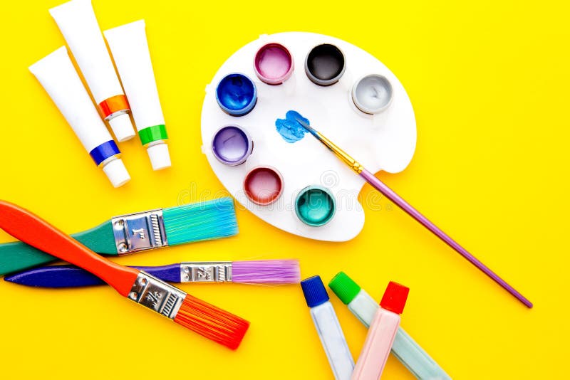 Back To School Painting Supplies Stock Photo - Download Image Now