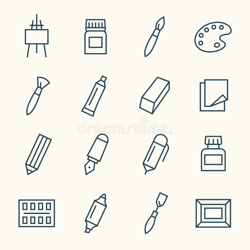Paint and writing tools flat icons Royalty Free Vector Image