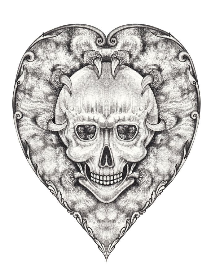 Skull tattoo Drawing art of cartoon horrible skull face vector  illustration  CanStock