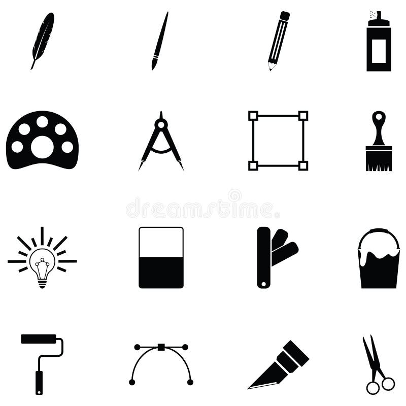 Art tool icon set stock vector. Illustration of paper 120560839