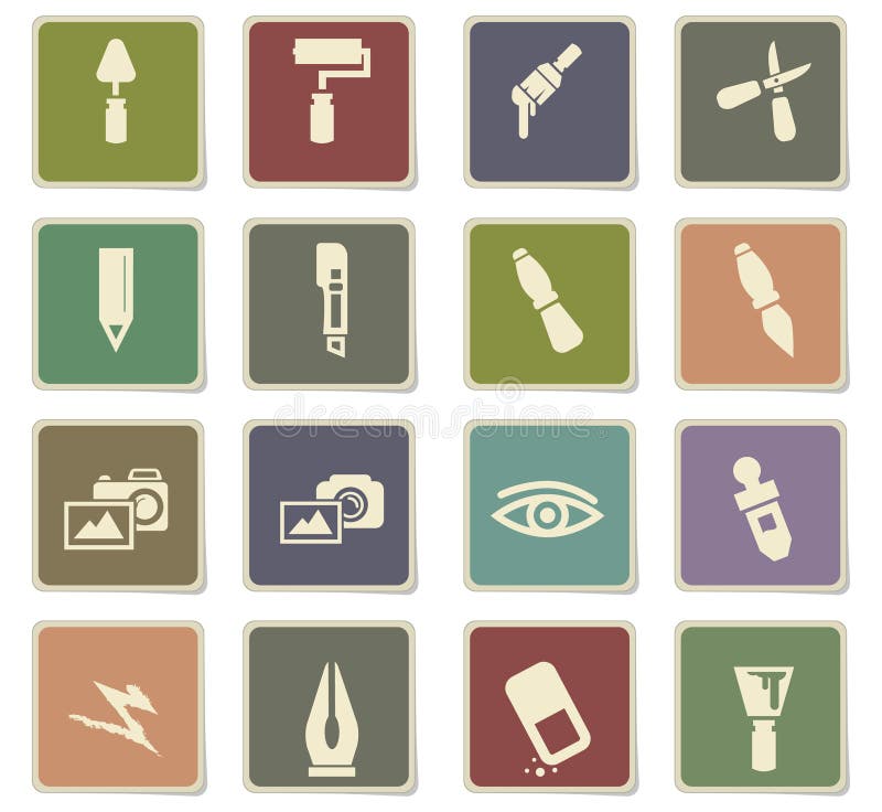 Art tools icon set stock illustration. Illustration of brush 89844741