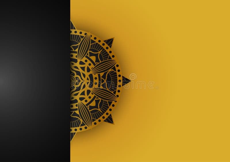 Art of Traditional Indian Geometric. Luxury Mandala Graphic Background.  Yellow Black Ornamental on Shadow Transparency Stock Vector - Illustration  of geometric, award: 227545099