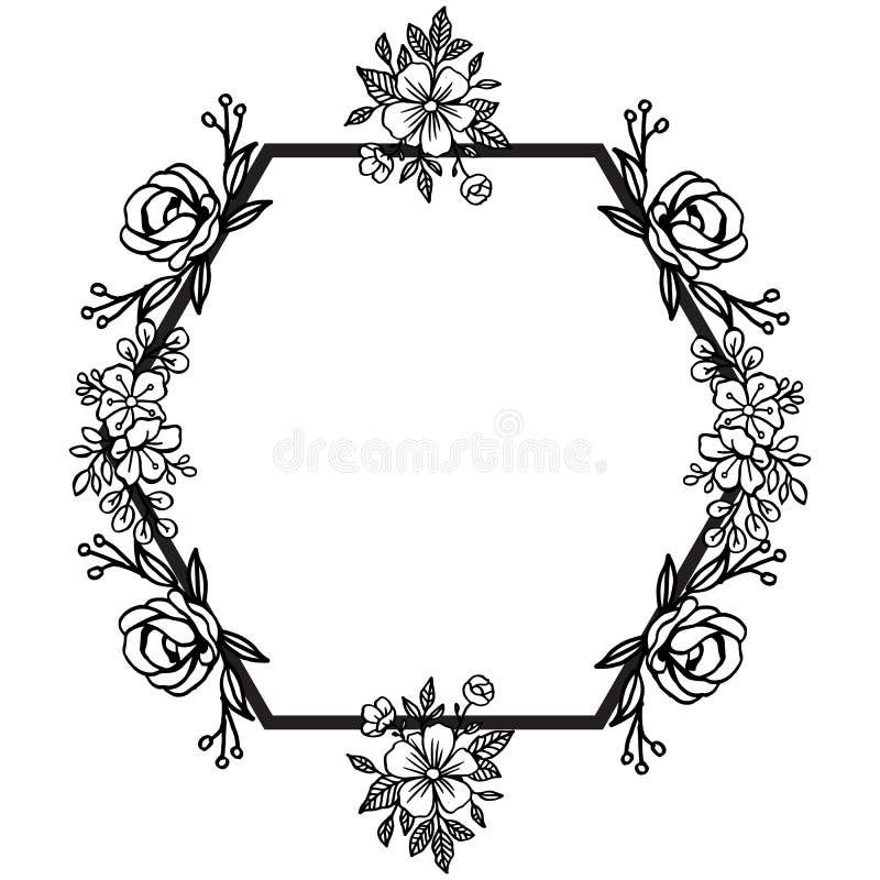 black and white simple floral border